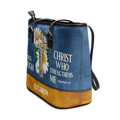 Jesuspirit | Personalized Leather Tote Bag | I Can Do All Things LLTBM779