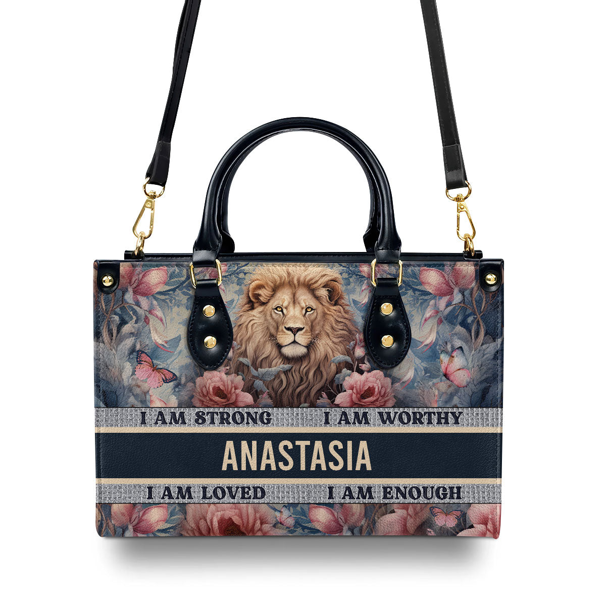 Jesuspirit | Personalized Leather Handbag With Zipper | I Am Strong LHBM752
