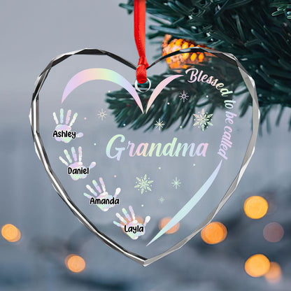 Blesses To Be Called | Personalized Heart Shaped Glass Ornament JSHGOPHN2099TA