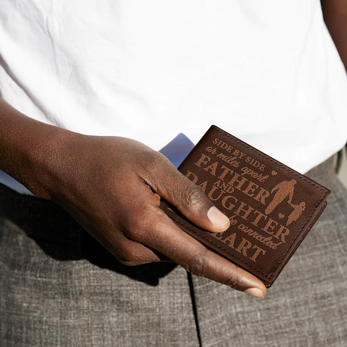 Side By Side Or Miles Apart | Personalized Folded Wallet For Men JSLFWM1033