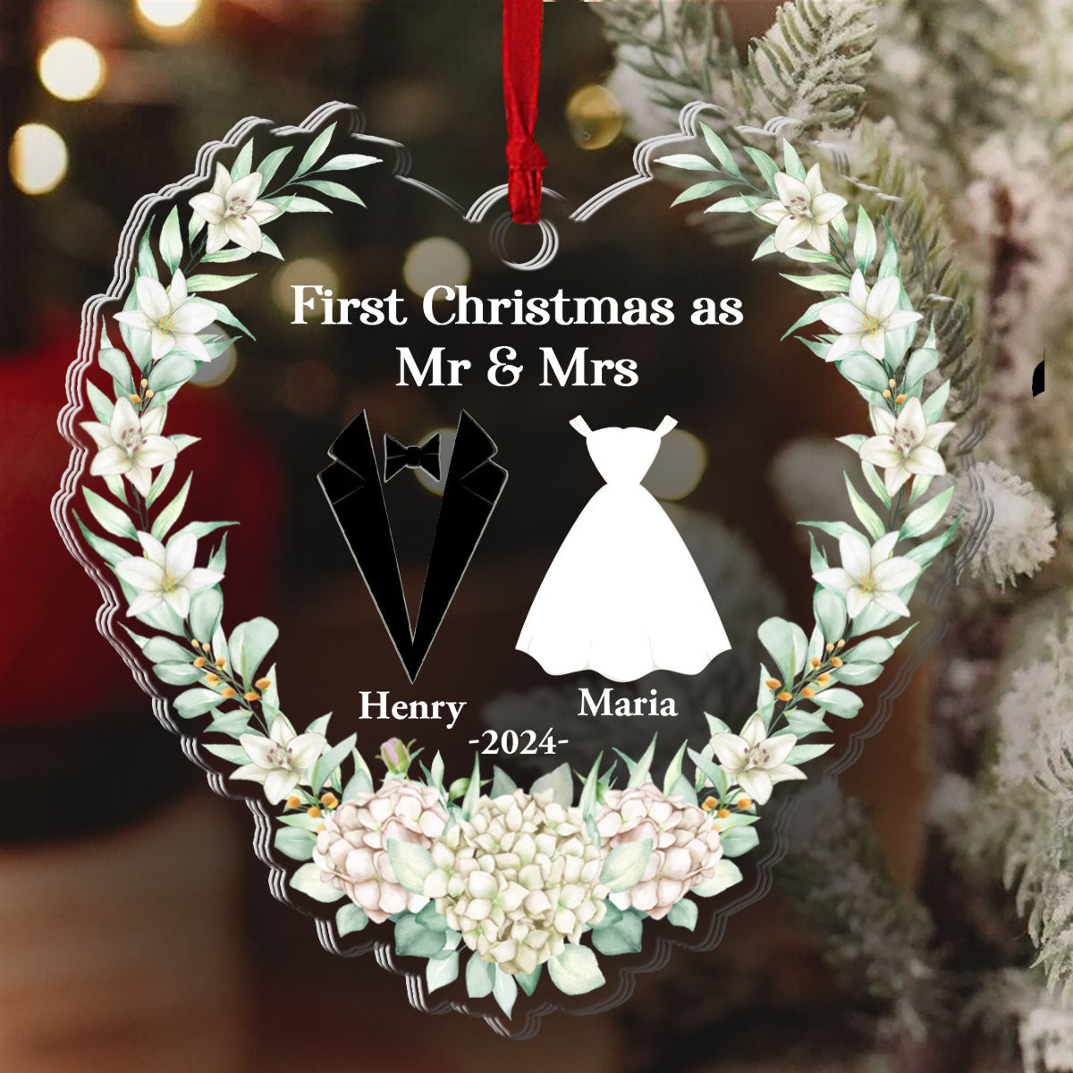First Christmas as Mr & Mrs | Personalized 1-Side Acrylic Ornament JSACOPT2506L