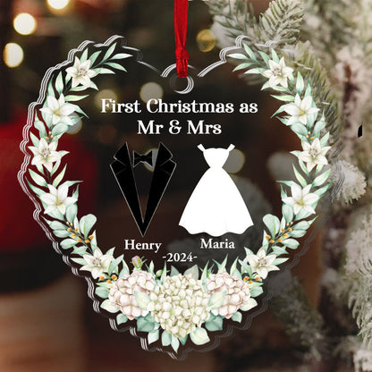 First Christmas as Mr & Mrs | Personalized 1-Side Acrylic Ornament JSACOPT2506L
