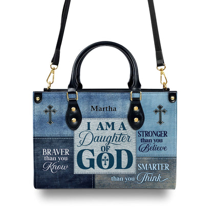 Jesuspirit | Personalized Zippered Leather Handbag With Handle | Religious Gift For Worship Friends | Daughter Of God LHBM764