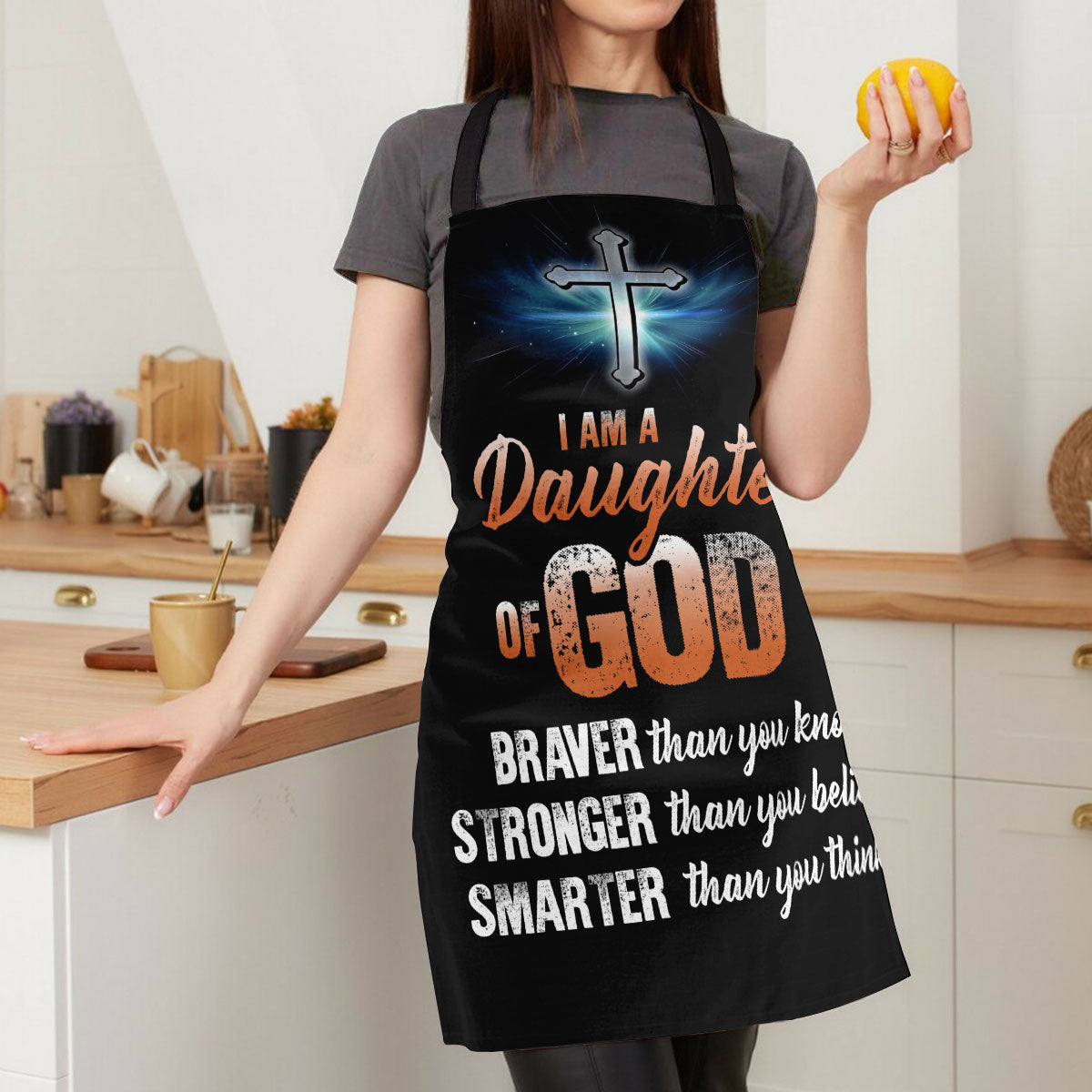 Apron With Neck Strap | Lion And Cross | I Am A Daughter Of God