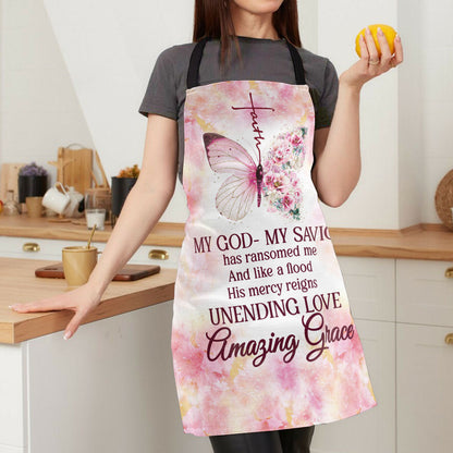 Jesuspirit | Flower And Butterfly | Apron With Neck Strap | My God My Savior | Gift For Christian Woman A16
