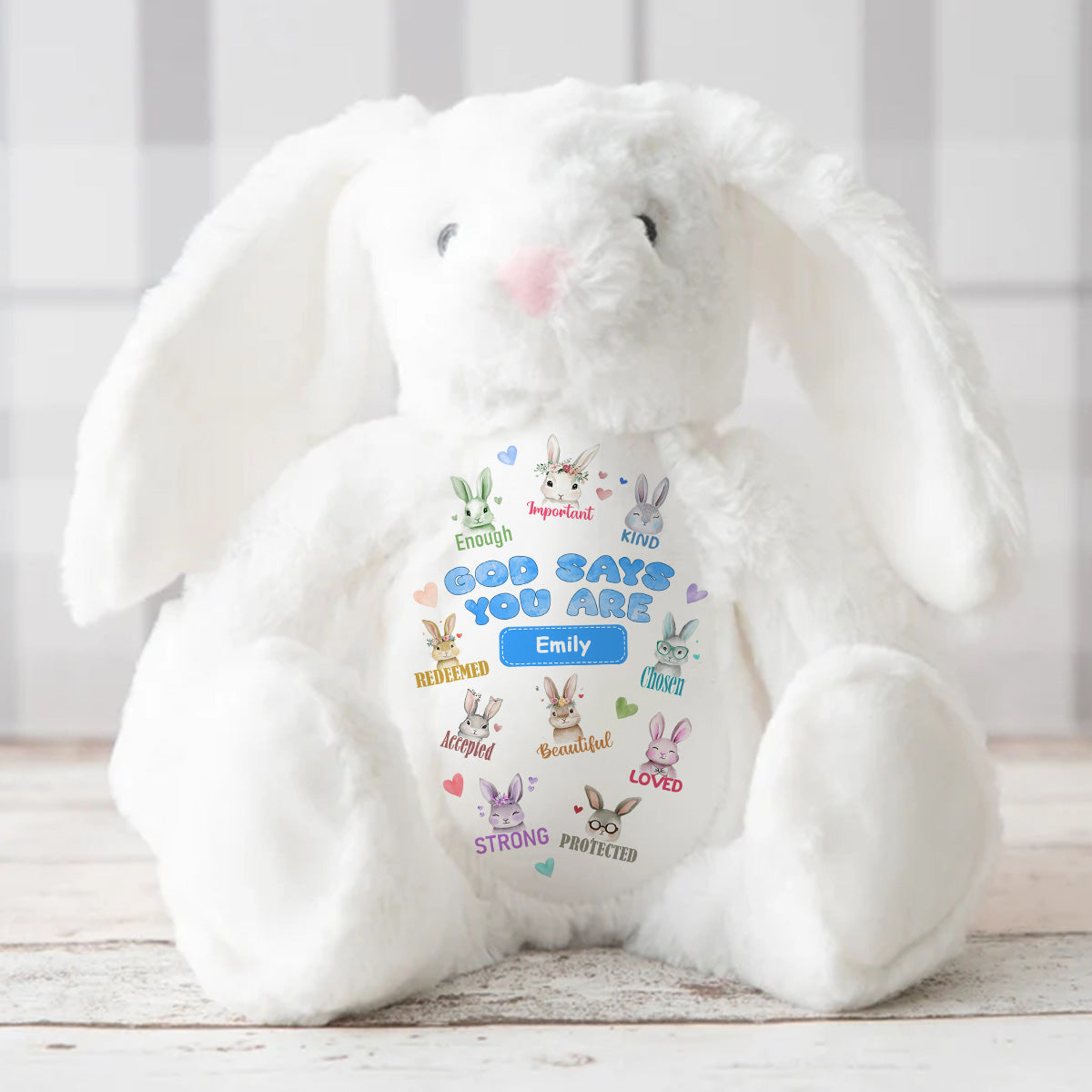 God Says You Are | Personalized Stuffed Bunny