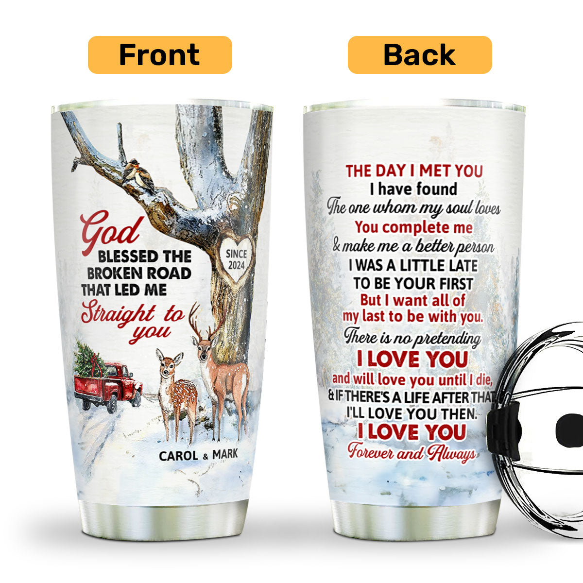 God Blessed The Broken Road That Led Me Straight To You | Personalized Stainless Steel Tumbler JSSSTPT2637M