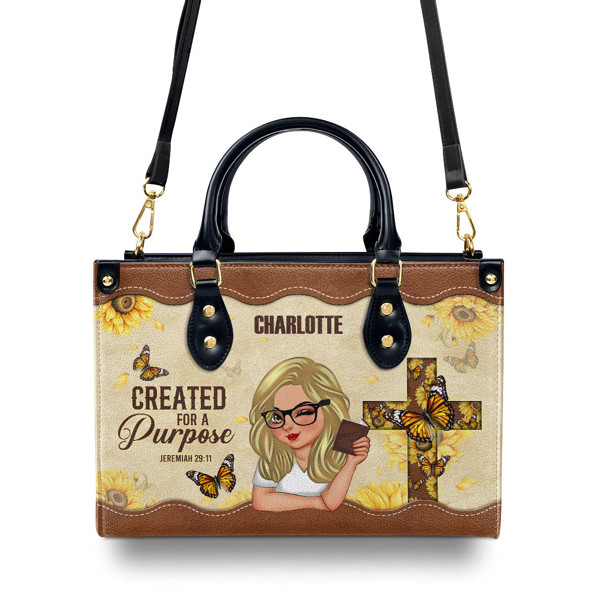 Created For A Purpose | Personalized Leather Handbag JSLHBPTN1299D