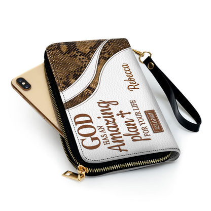 Special Personalized Cross Clutch Purse - God Has An Amazing Plan For Your Life CP31