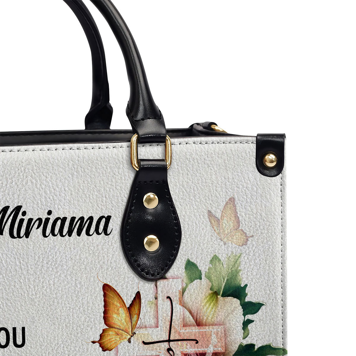 Jesuspirit | Personalized Leather Handbag | I Have Called You By Your Name | Isaiah 43:1 | Cross And Flower H143