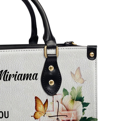 Jesuspirit | Personalized Leather Handbag | I Have Called You By Your Name | Isaiah 43:1 | Cross And Flower H143