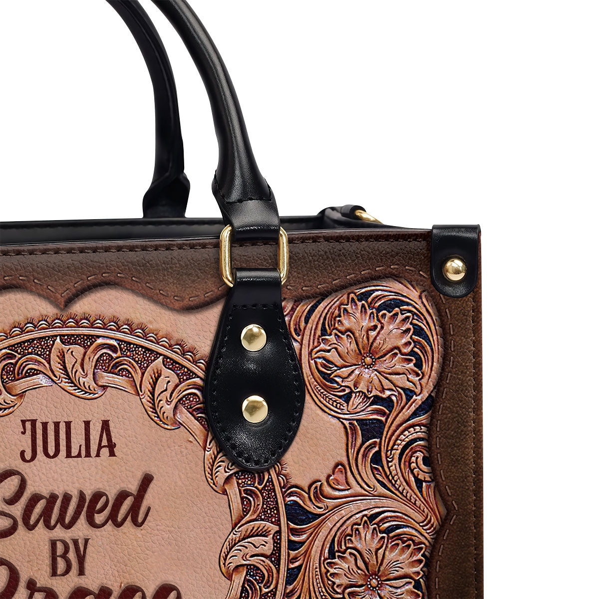 Unique Personalized Leather Handbag - Saved By Grace HIHN290