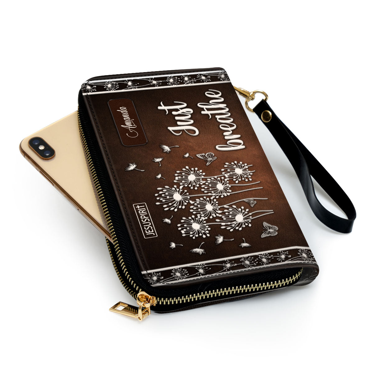 Beautiful Personalized Dandelion Clutch Purse - Just breathe HIHN285
