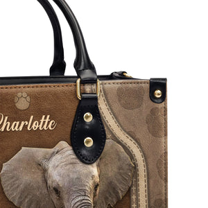 Lovely Personalized Elephant Leather Handbag - Bless The Lord O My Soul HN15