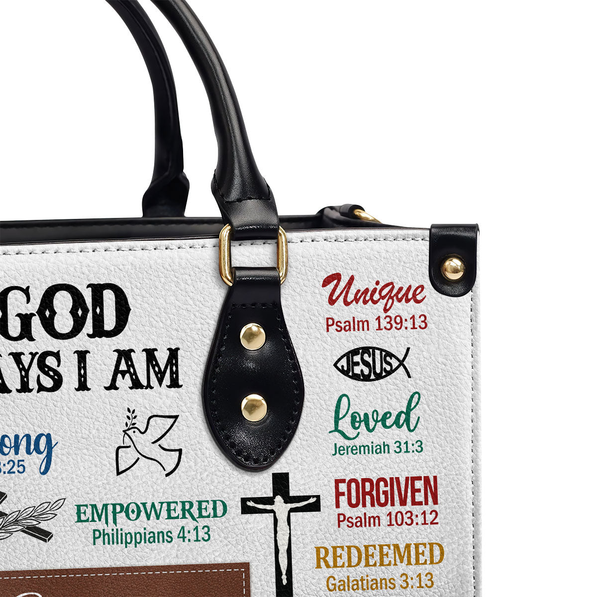 Jesuspirit | Personalized Leather Handbag With Handle | What God Says About You | Scripture Gifts For Women Of God LHBH742