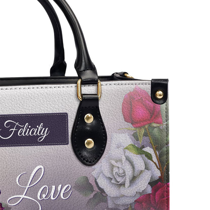 Jesuspirit | Love Is A Gift From God | Religious Romantic Gifts For Christian Women | Personalized Leather Handbag With Handle LHBH833