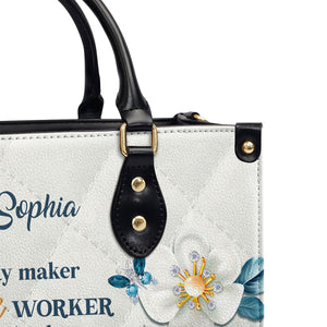 Jesuspirit Personalized Leather Handbag With Handle | Thoughtful Gift For Christians | Flower & Butterfly | Way Maker And Miracle Worker LHBHN612