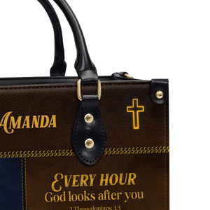 Jesuspirit | Personalized Leather Handbag With Handle | Everyday God Thinks Of You | Meaningful Spiritual Gifts For Christian Woman LHBHN655