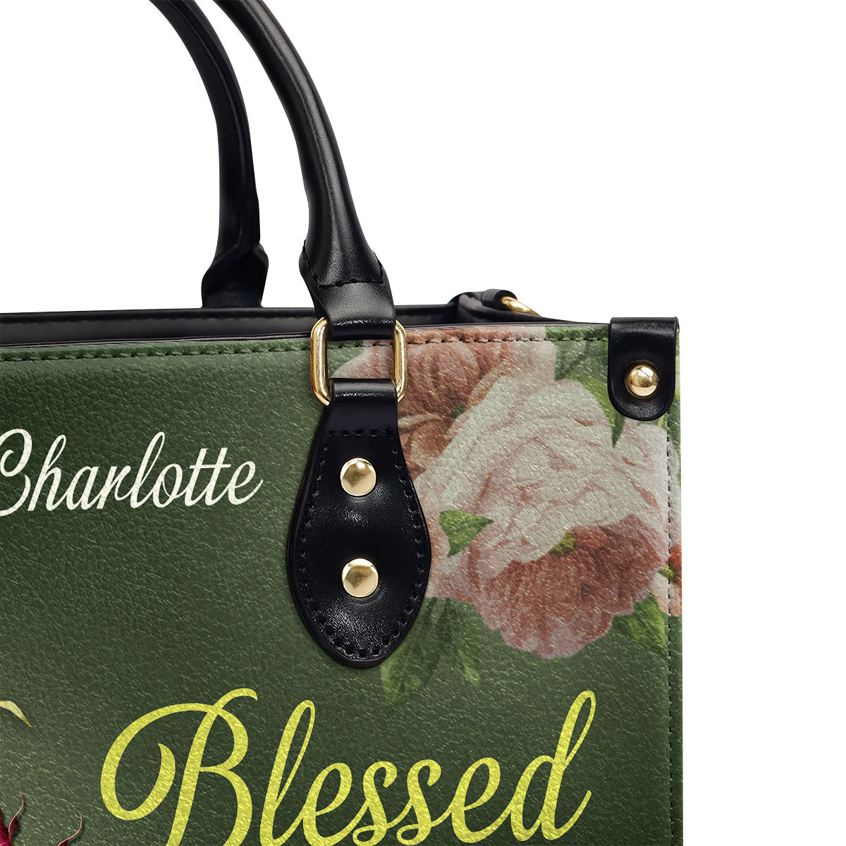 Jesuspirit | Christian Gifts For Women | Personalized Peony Leather Handbag With Handle | Blessed Are The Pure In Heart | Matthew 5:8 LHBHN676