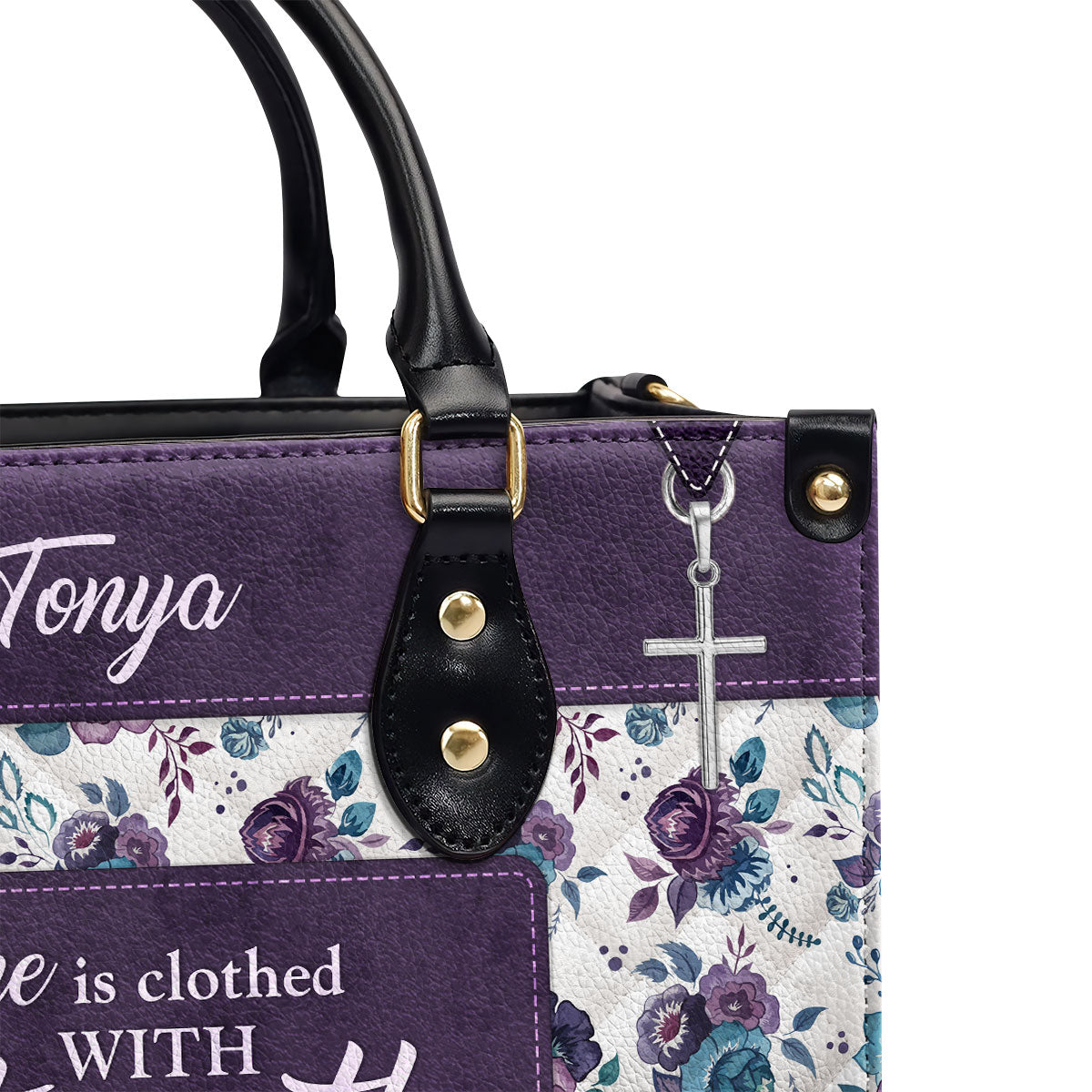 Jesuspirit | Proverbs 31:25 | Personalized Leather Handbag With Handle | She Is Clothed With Strength and Dignity | Religious Gift For Female Pastors LHBHN804