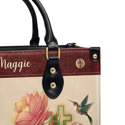 Jesuspirit | Personalized Leather Handbag | I Can Do All Things Through Christ | Philippians 4:13 | Humming Bird And Cross LHBM681