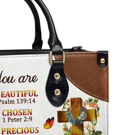 Jesuspirit | A Precious Child Of God | Unique Personalized Leather Handbag For Women | Roses And Cross LHBM705