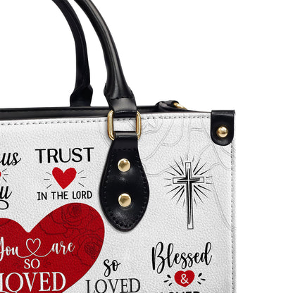 Jesuspirit | Personalized Leather Handbag With Handle | Romantic Religious Gifts For Christian Women | You Are So Loved LHBM708