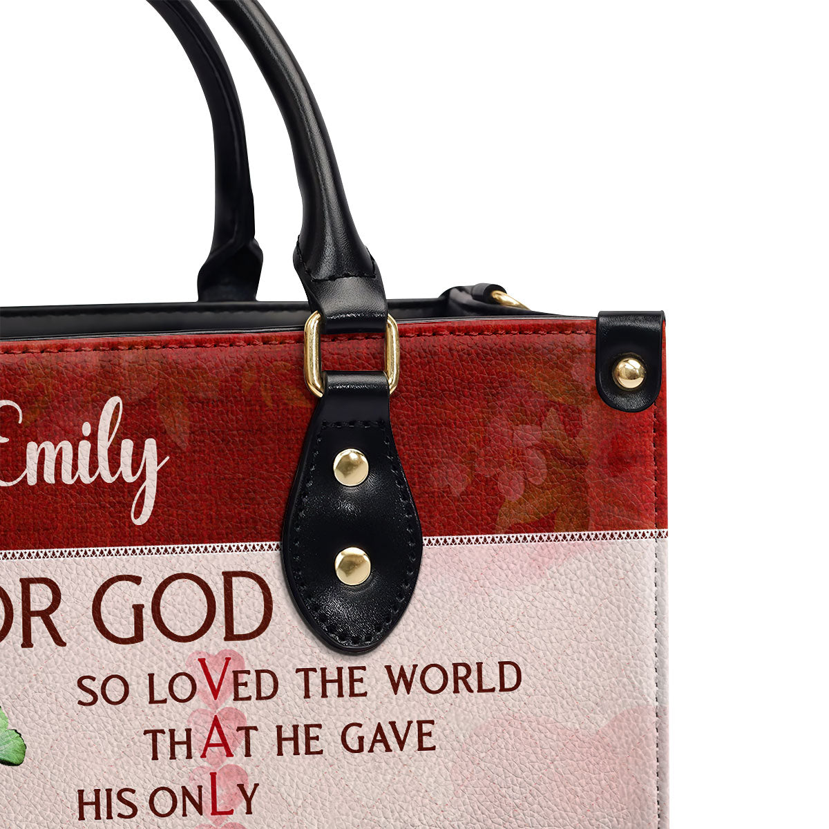 Jesuspirit | Personalized Leather Handbag With Handle | For God So Loved The World | Christian Valentine Gifts For Women Of God LHBM709