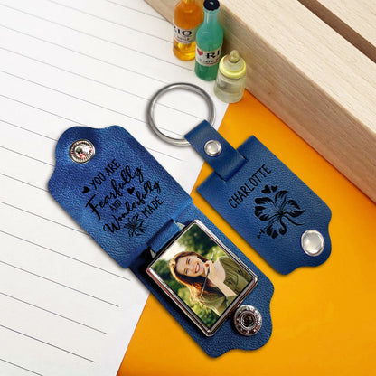 Jesuspirit Personalized Leather Photo Keychain | You Are Fearfully And Wonderfully Made | Psalm 139:14 LPKHN02