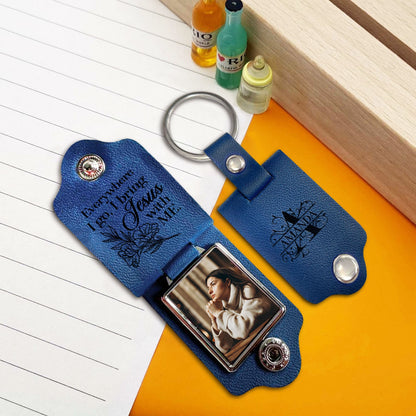 Jesuspirit Personalized Leather Photo Keychain | Jesus With Me LPKHN03