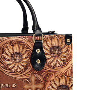 Unique Personalized Cross Leather Handbag - For God Has Given Us A Spirit Of Power And Of Love NUHN292