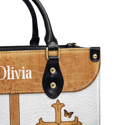 Pretty Personalized Cross Leather Handbag - This Is The Day That The Lord Has Made NUHN305