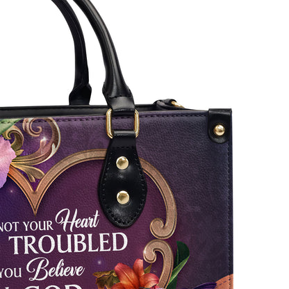 Lovely Personalized Leather Handbag - Let Not Your Heart Be Troubled NUM393