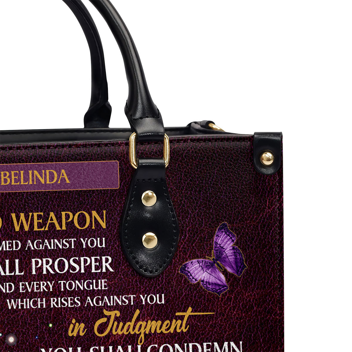 Beautiful Personalized Leather Handbag - No Weapon Formed Against You Shall Prosper NUM394