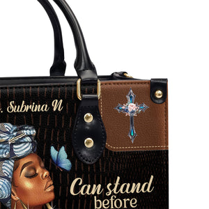 Unique Personalized Leather Handbag - She Who Kneels Before God Can Stand Before Anyone NUM484