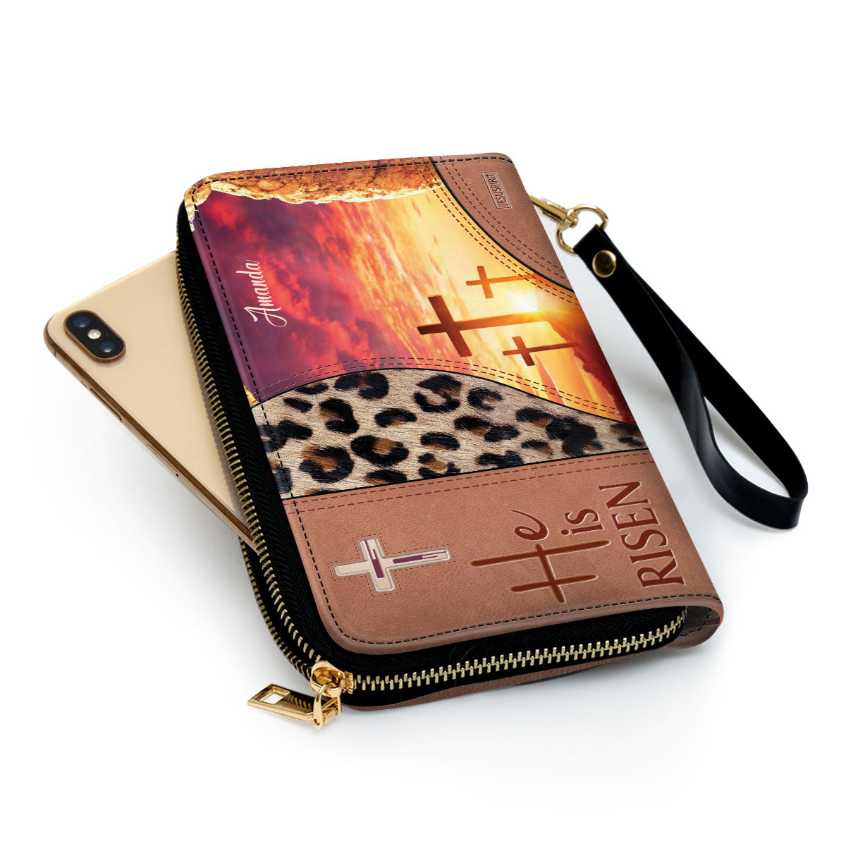 He Is Risen - Beautiful Personalized Cross Clutch Purse NUM295