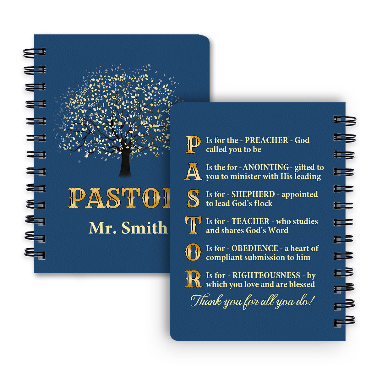 Jesuspirit  | Religious Gift For Christian People | Thank You Pastor  | Personalized Spiral Journal SJNAM1002A