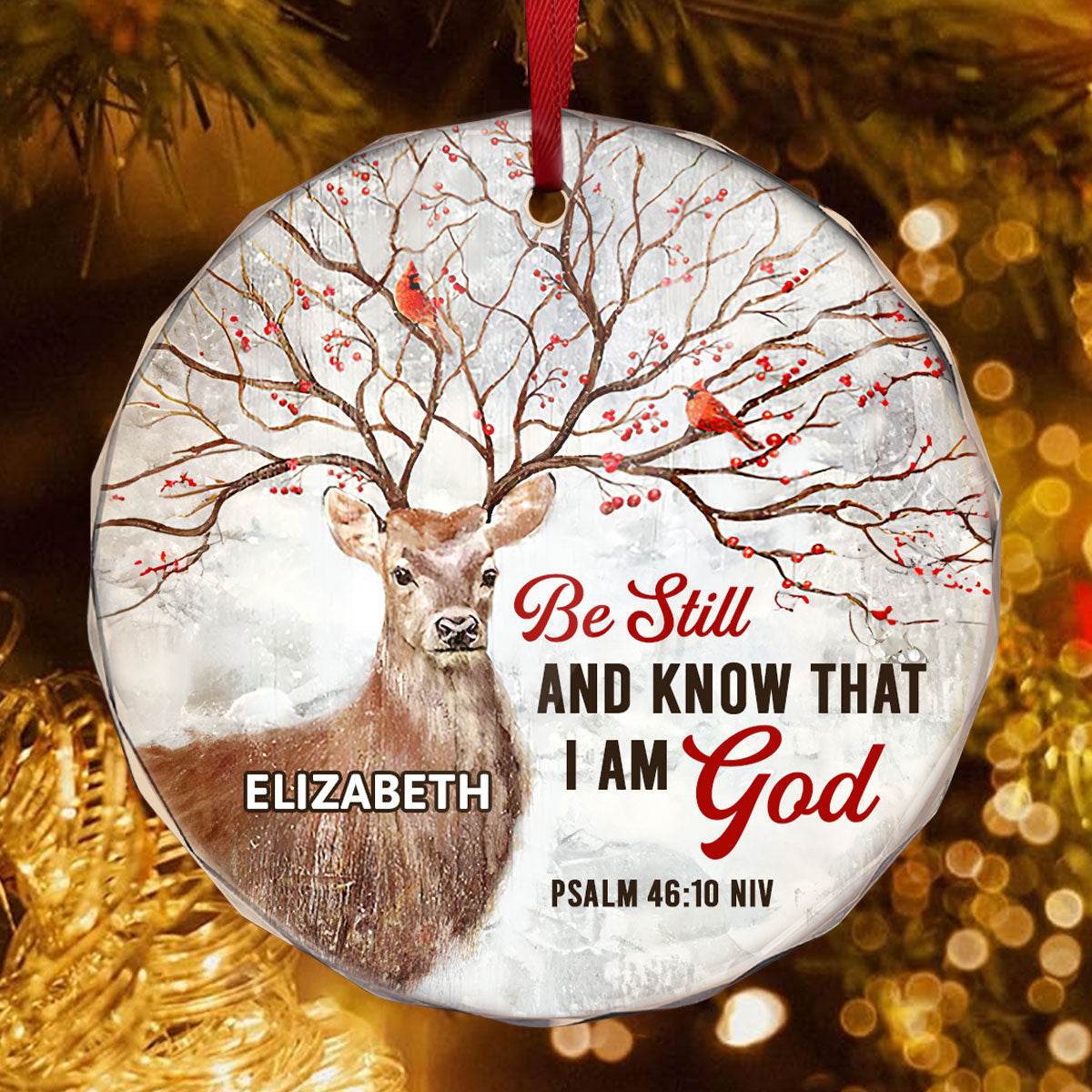 Be Still And Know That I Am God | Personalized 1-Side Round Glass Ornament JSURGOPPT2767TA