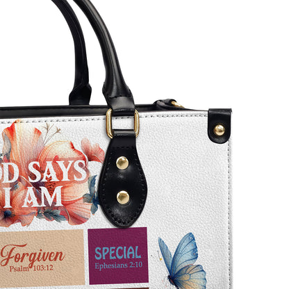 Jesuspirit | Personalized Leather Handbag With Zipper | God Says I Am LHBM782