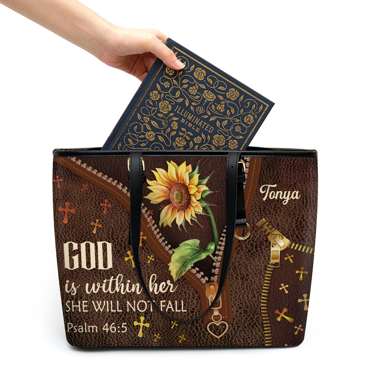 God Is Within Her - Gorgeous Large Leather Tote Bag NM141