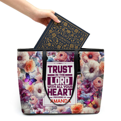 Jesuspirit | Personalized Leather Tote Bag | Trust In The Lord LLTBM781