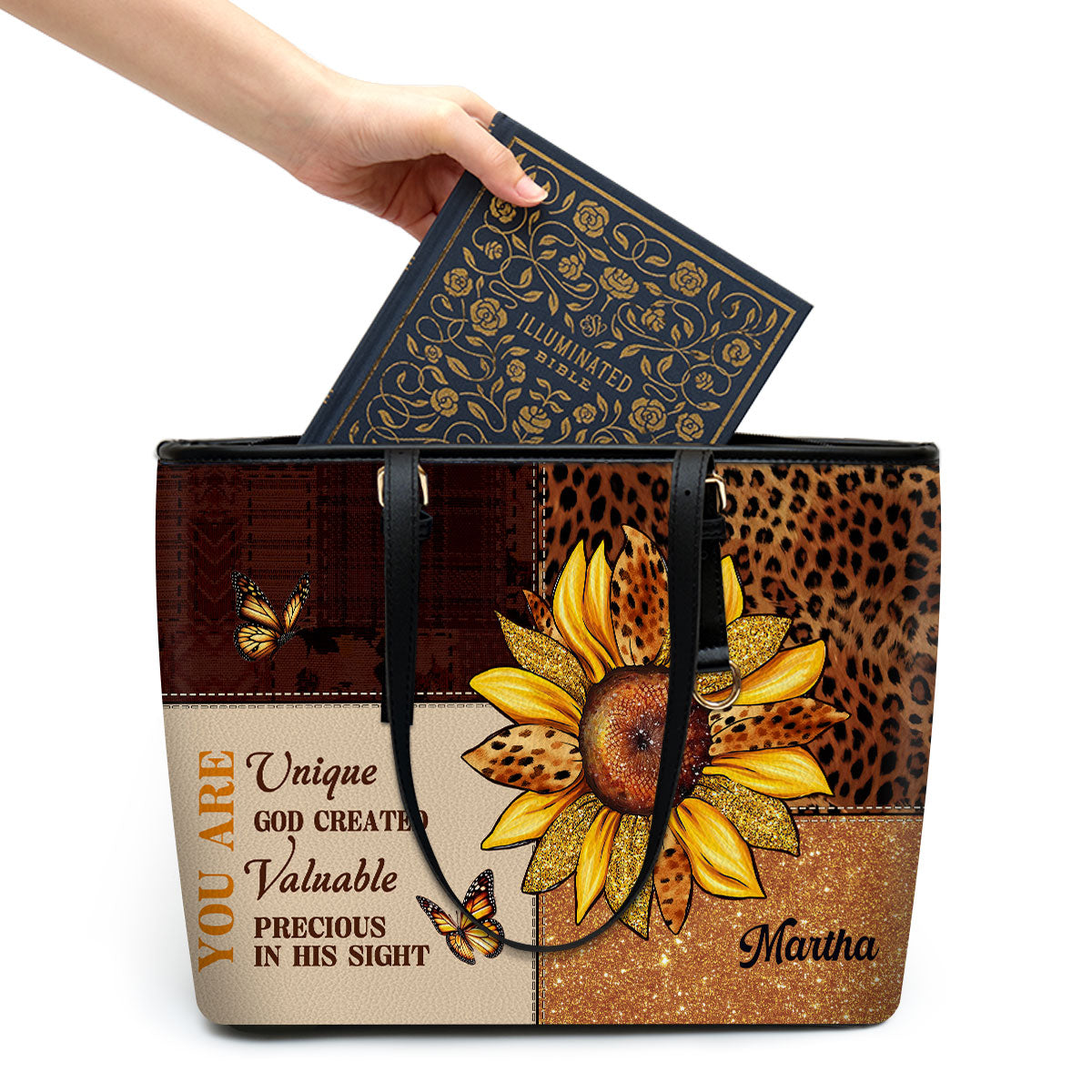 You Are Unique | Personalized Large Leather Tote Bag LLTBM760