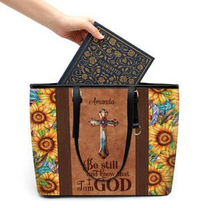 Lovely Large Leather Tote Bag - Be Still And Know That I Am God NM135