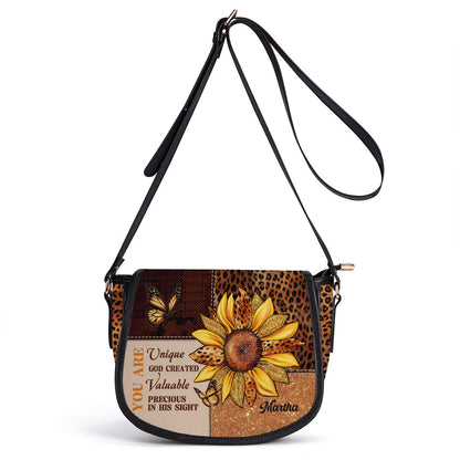 You Are God Created - Personalized Leather Saddle Bag LHBM760