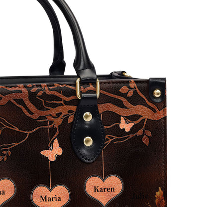 Grandkids Make Life More Grand | Personalized Leather Handbag With Zipper LHBM799
