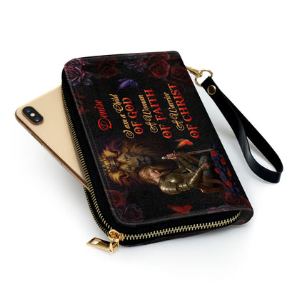 Jesuspirit | Personalized Leather Clutch Purse With Wristlet Strap Handle | Spiritual Gifts For Christian Women | A Woman Of Faith LHBM728 CPM728