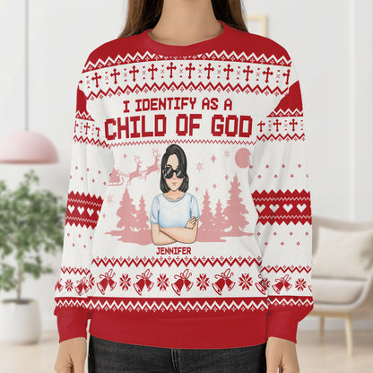 I Identify As A Child Of God | Personalized Wool Sweater JSWSWPH1777L