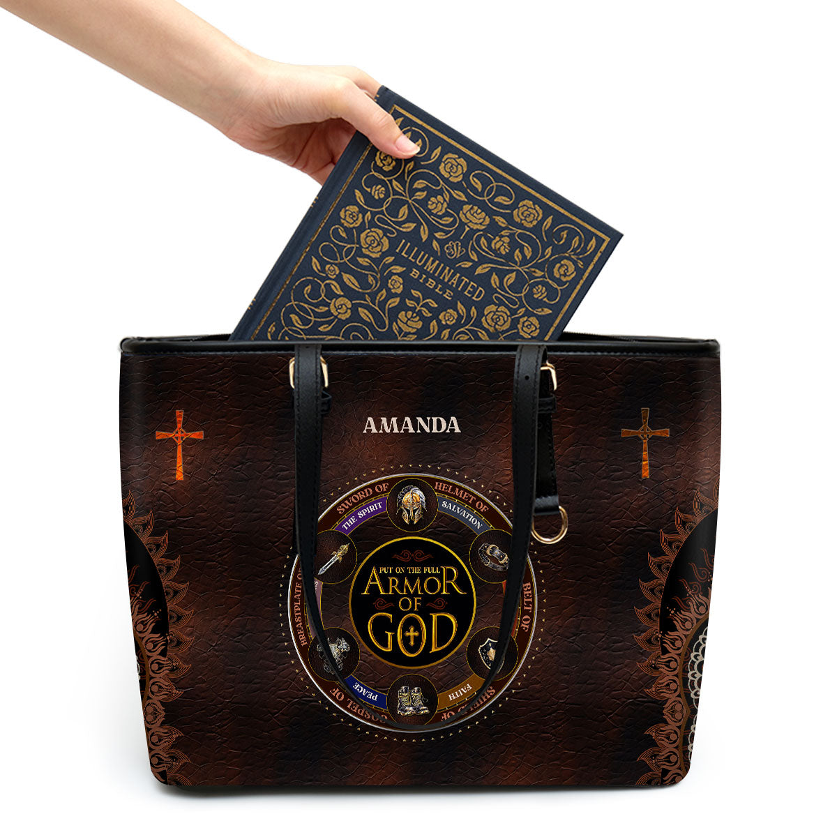 Jesuspirit | Personalized Leather Tote Bag | Armor Of God LLTBM762