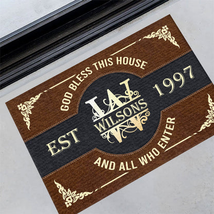 God Bless This House And All Who Enter | Personalized Doormat JSDMPT1799L