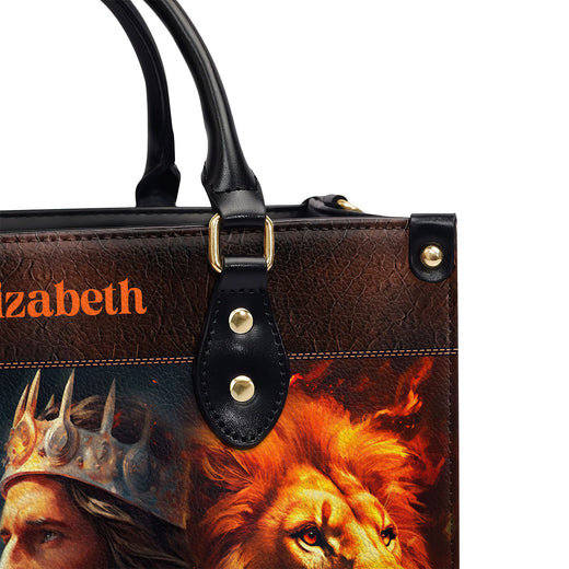 Jesuspirit | Personalized Leather Handbag With Zipper | I Will Walk By Faith LHBM745